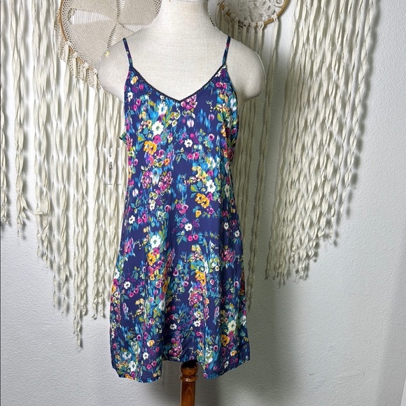 Sundance Blue Floral Slip and Pullover Robe Dress Loungewear Set Size M - Picture 3 of 14
